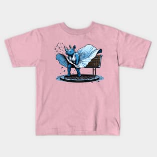 Rhino Elegance – The Iconic Fluttering Dress Illustration Kids T-Shirt